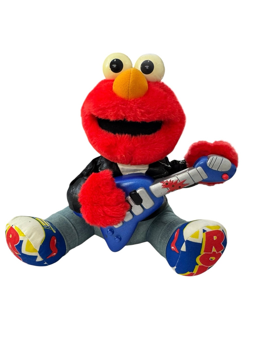 Sesame Street Elmo Plush in Red with Blue Guitar Vintage 1990s